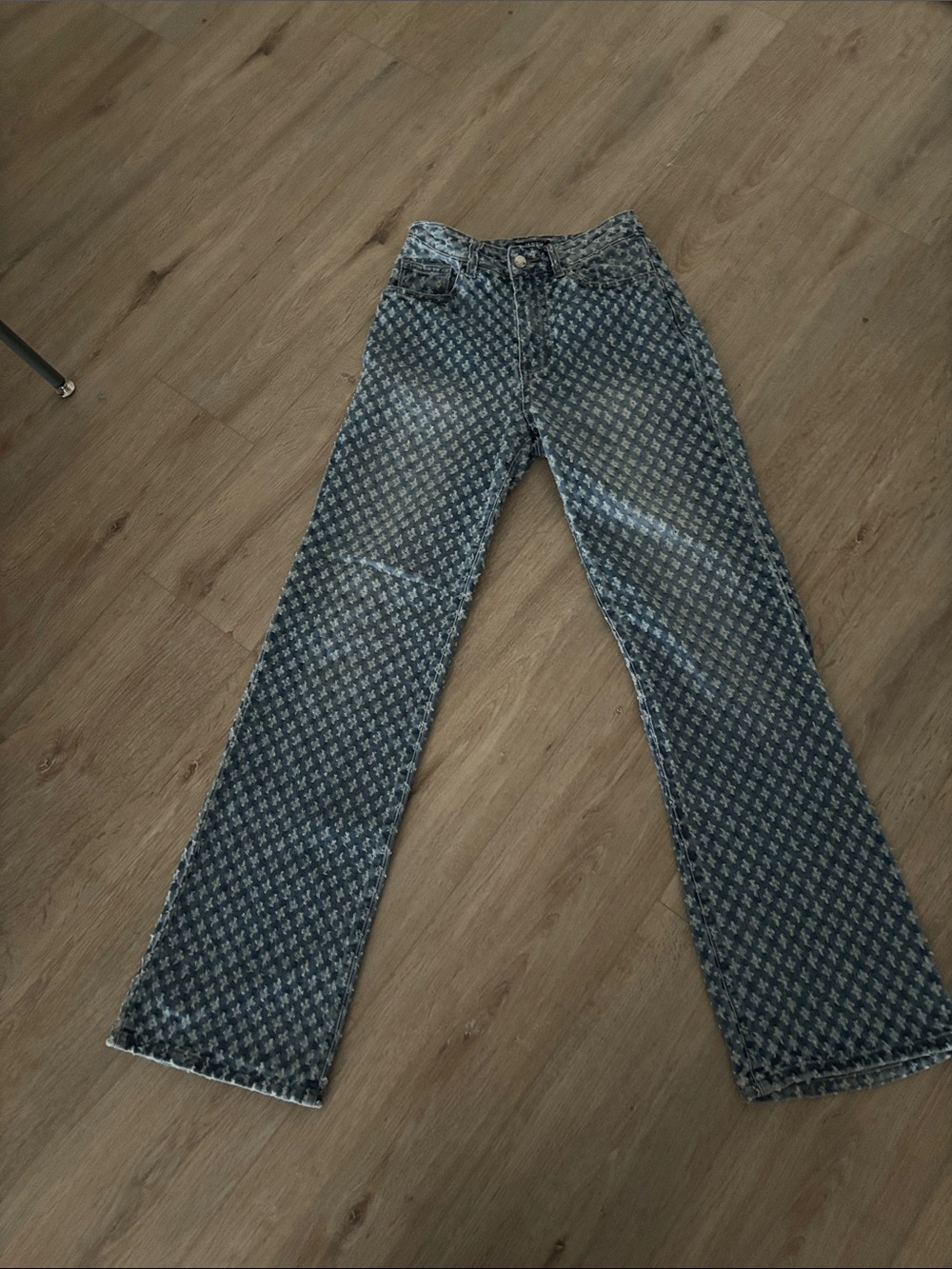 Jaded London Indigo Geo-Print slouchy fit Jeans